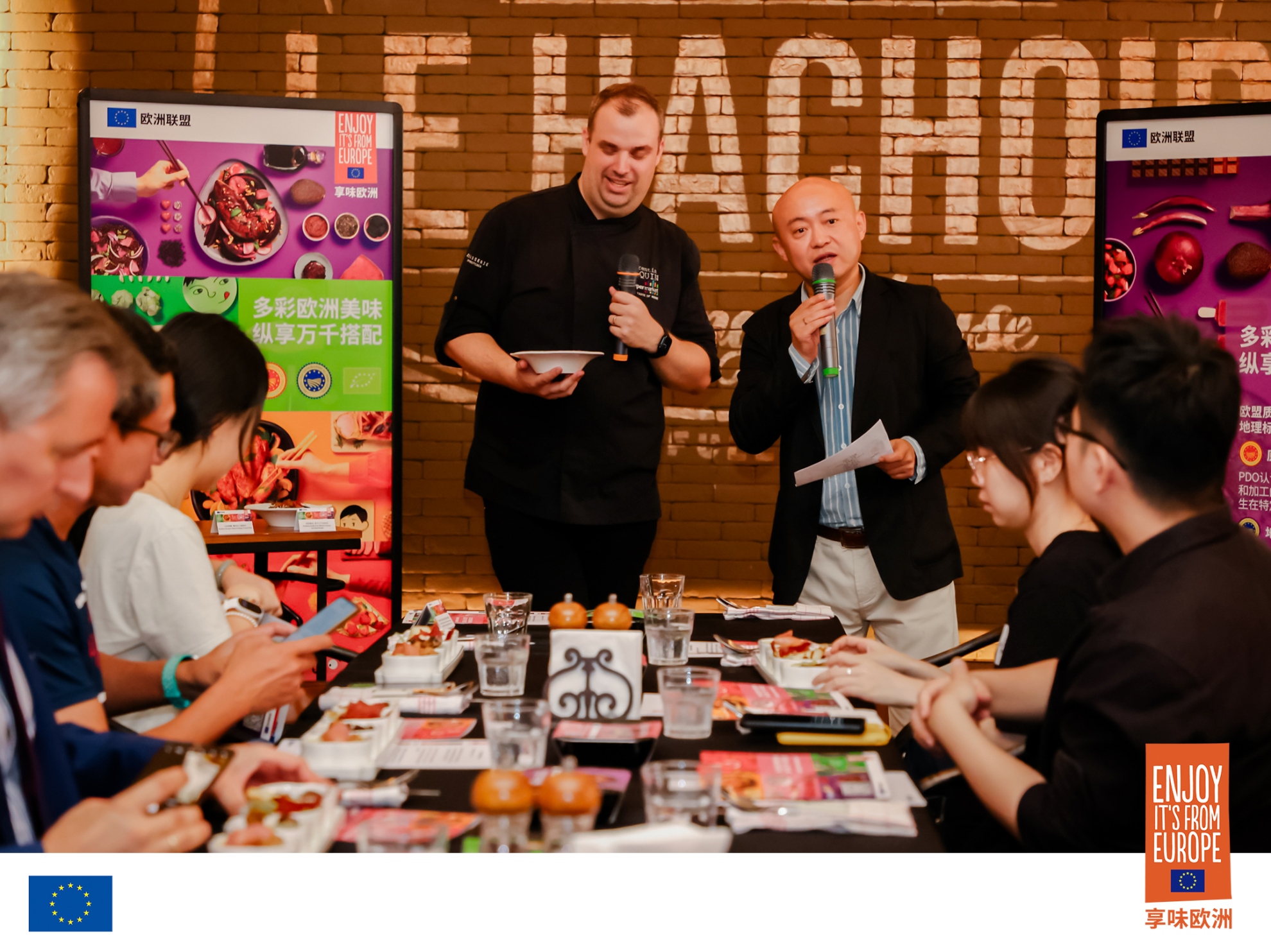 Mr Lv, chef and participants at the tasting event