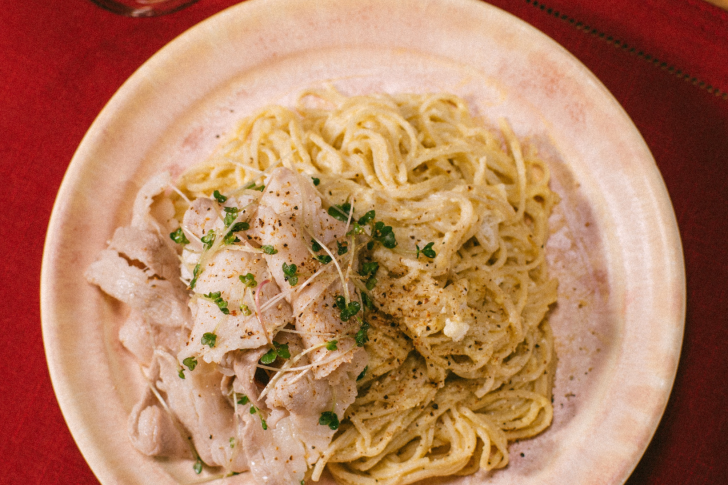 Spanish Iberian pork soba carbonara