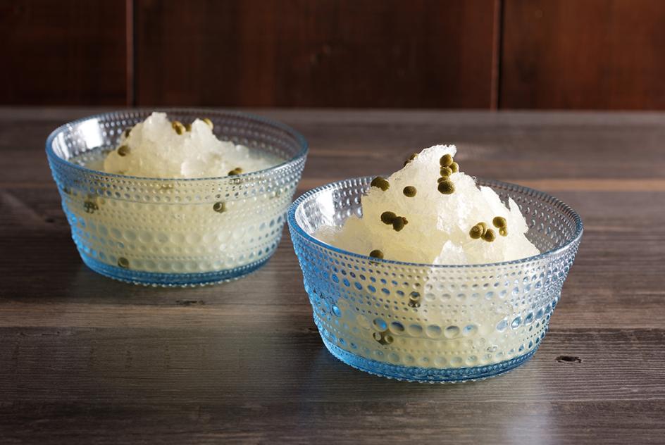 Italian limoncello and green Japanese peppercorn granita