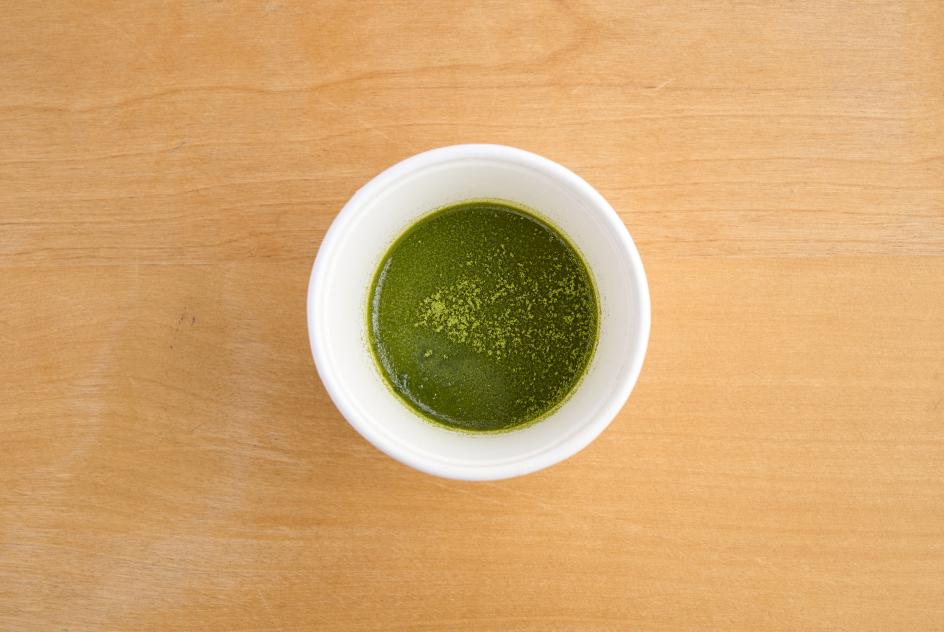 Oats milk and green tea pudding