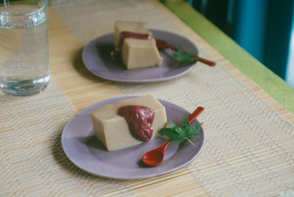 Goma-tofu with Blueberry Honey