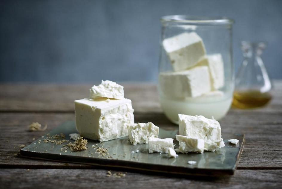 White cheese in a glass