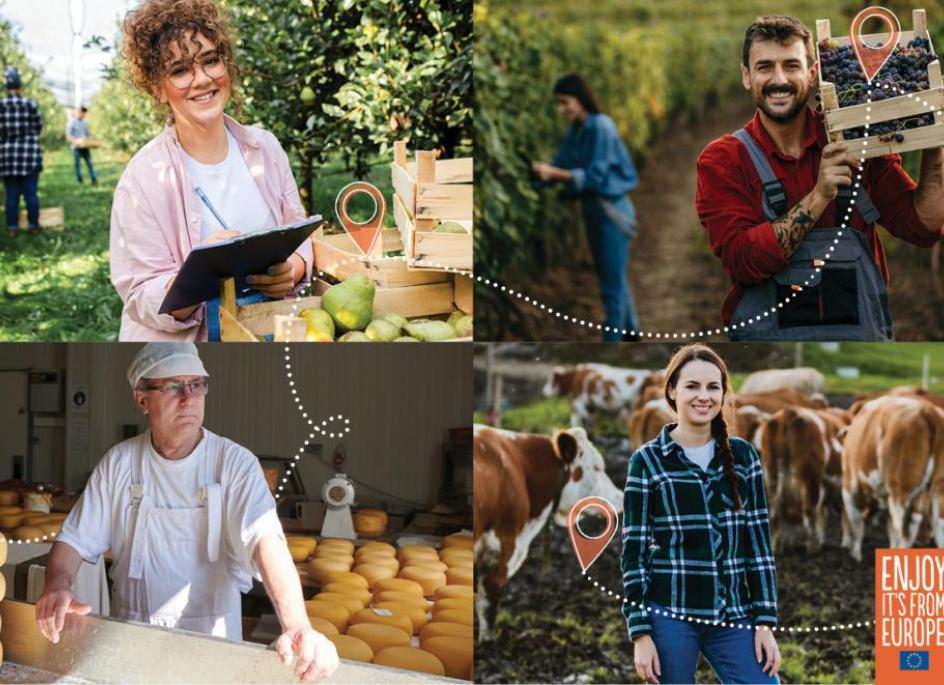 European farmers and cheese makers smile to the camera